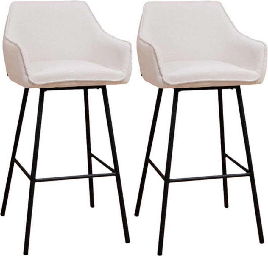 Bronx71 Scandinavische barkruk Andor gerecyclede stof beige 65-78 cm Barkrukken set van 2