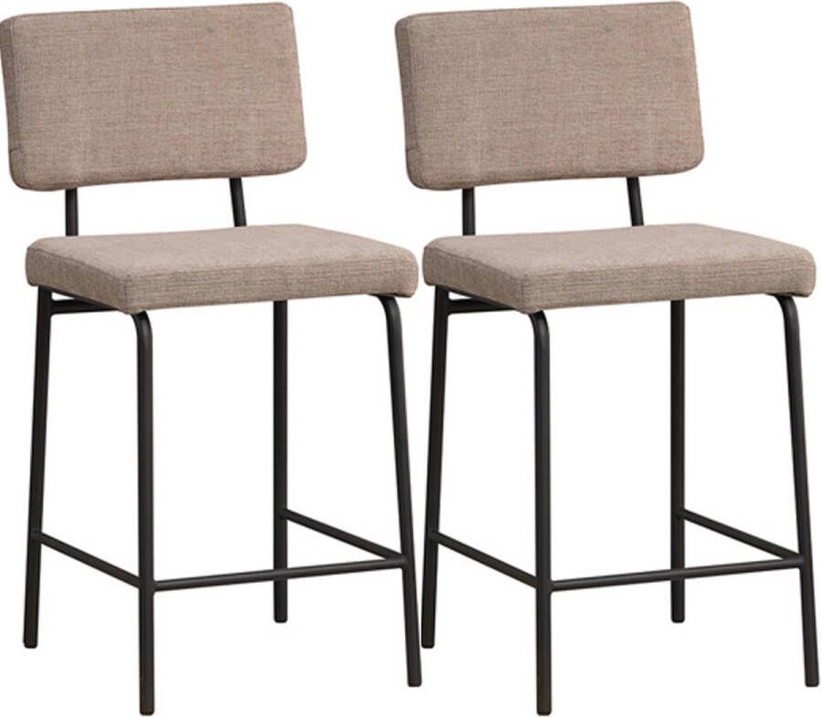 Bronx71 Scandinavische barkruk Espen taupe gerecyclede stof 64-77 cm Barkrukken set van 2