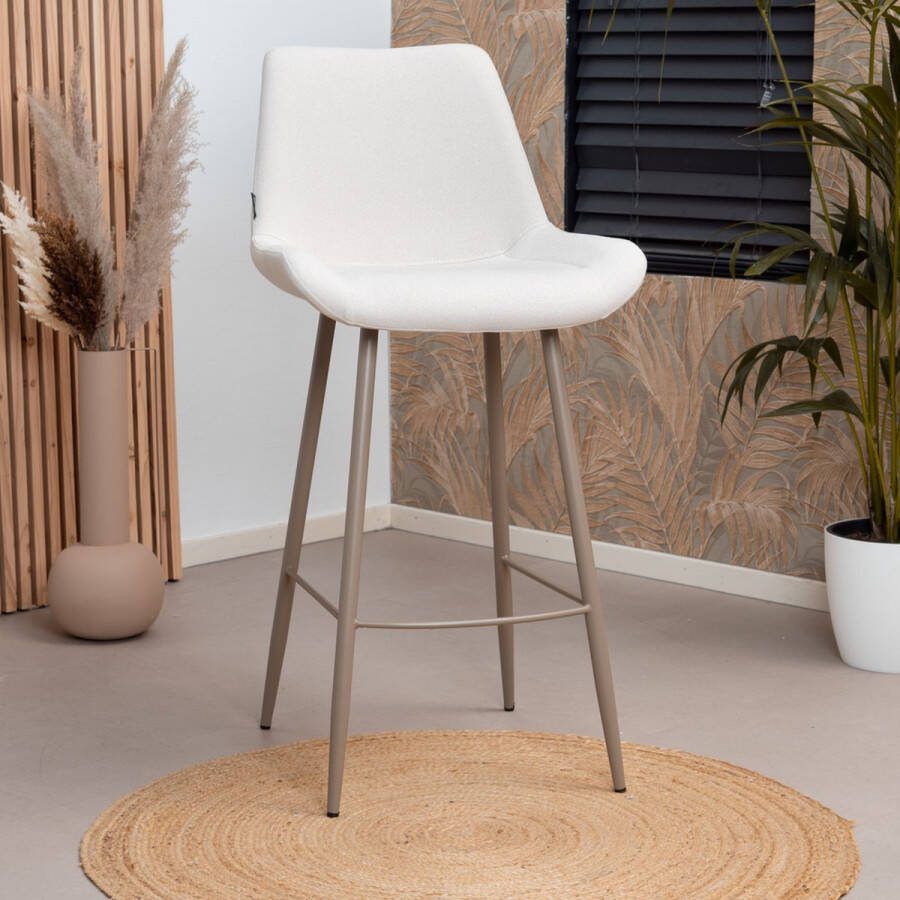 Bronx71 Scandinavische barkruk Maud gerecyclede stof off white 74 cm.
