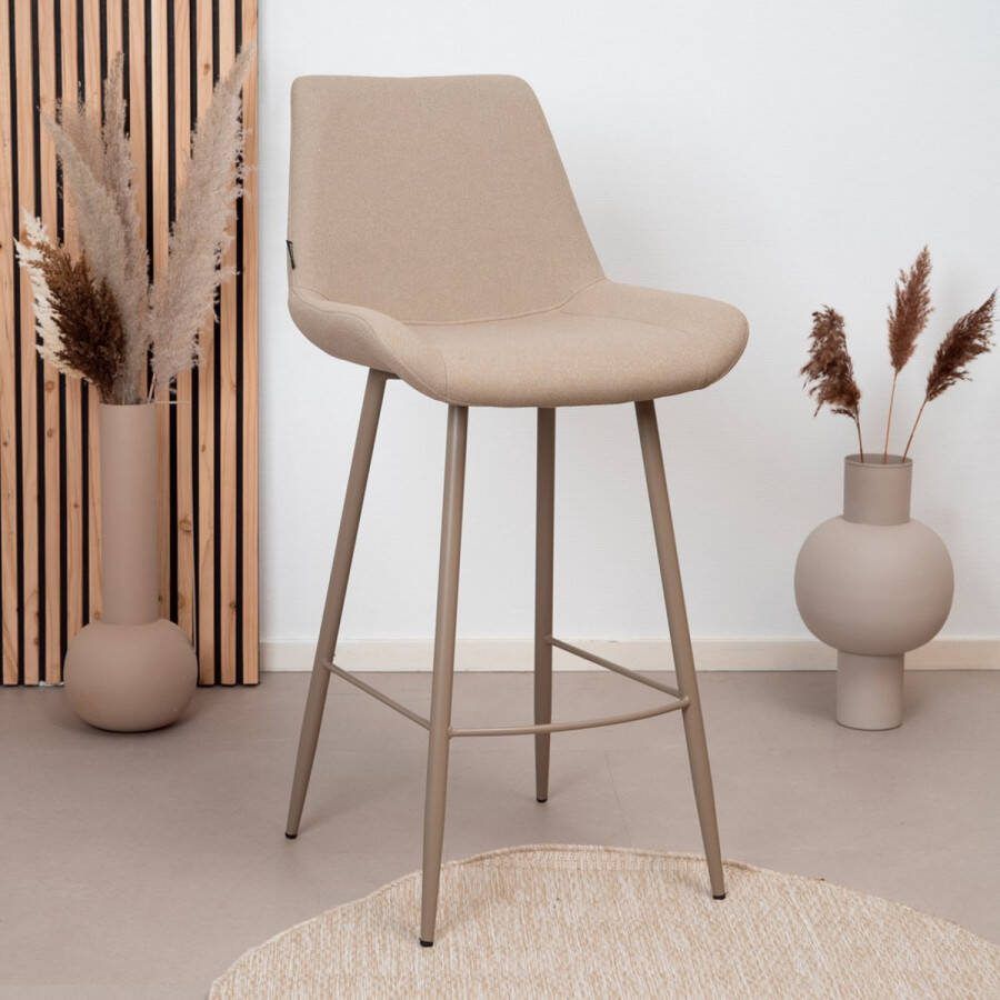 Bronx71 Scandinavische barkruk Maud gerecyclede stof taupe 74 cm.