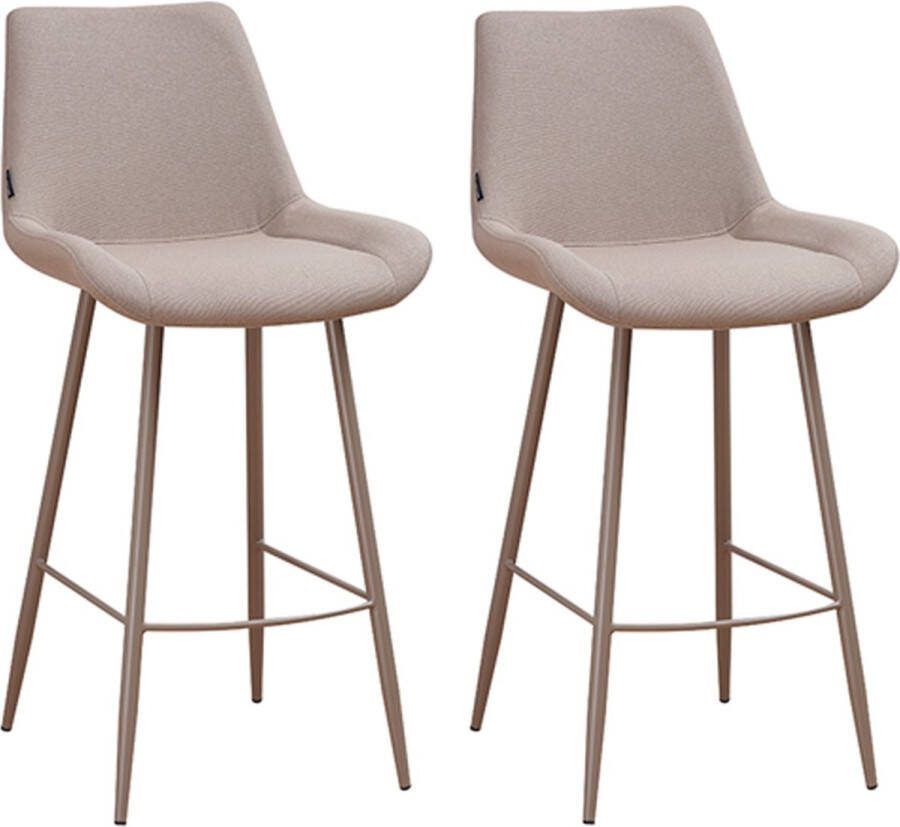Bronx71 Scandinavische barkruk Maud gerecyclede stof taupe 74 cm Barkrukken set van 2