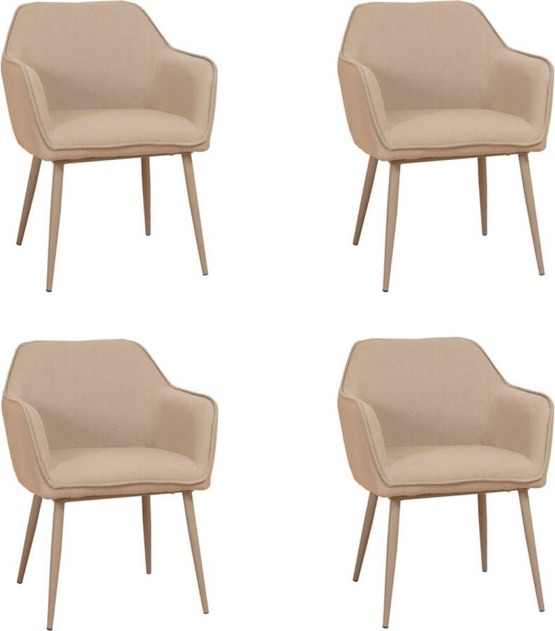 Bronx71 Scandinavische eetkamerstoel Elin taupe gerecyclede stof Eetkamerstoelen set van 4