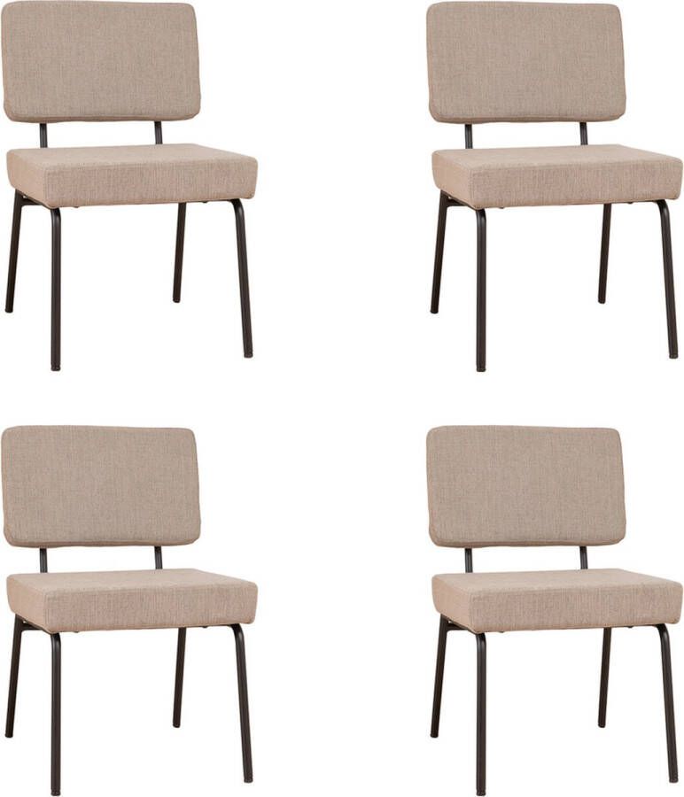 Bronx71 Scandinavische eetkamerstoel Espen taupe gerecyclede stof Eetkamerstoelen set van 4