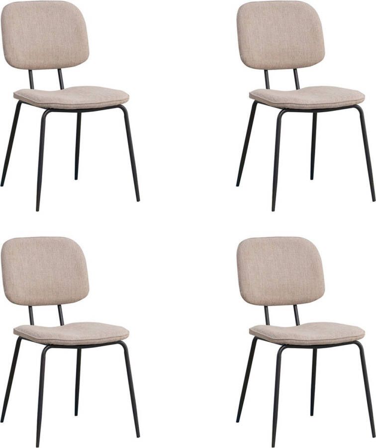 Bronx71 Scandinavische eetkamerstoel Ivar gerecyclede stof taupe Eetkamerstoelen set van 4