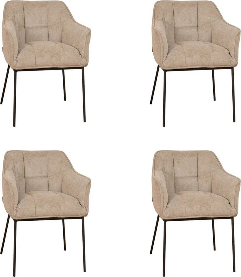 Bronx71 Scandinavische eetkamerstoel Jens taupe Eetkamerstoelen set van 4