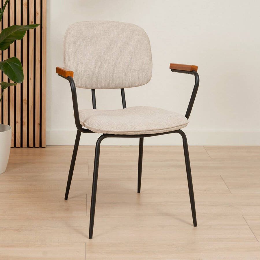 Bronx71 Scandinavische eetkamerstoel Oskar beige gerecyclede stof.
