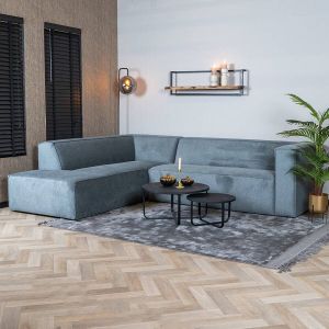Bronx71 ® Scandinavische hoekbank Memphis antraciet stof gemêleerd links
