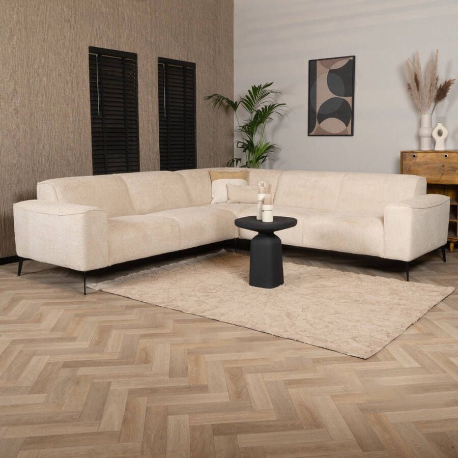 Bronx71 Scandinavische hoekbank Vegas bouclé beige links rechts.