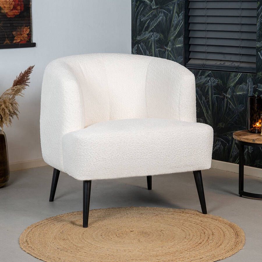 Bronx71 Teddy bouclé fauteuil Nora wit