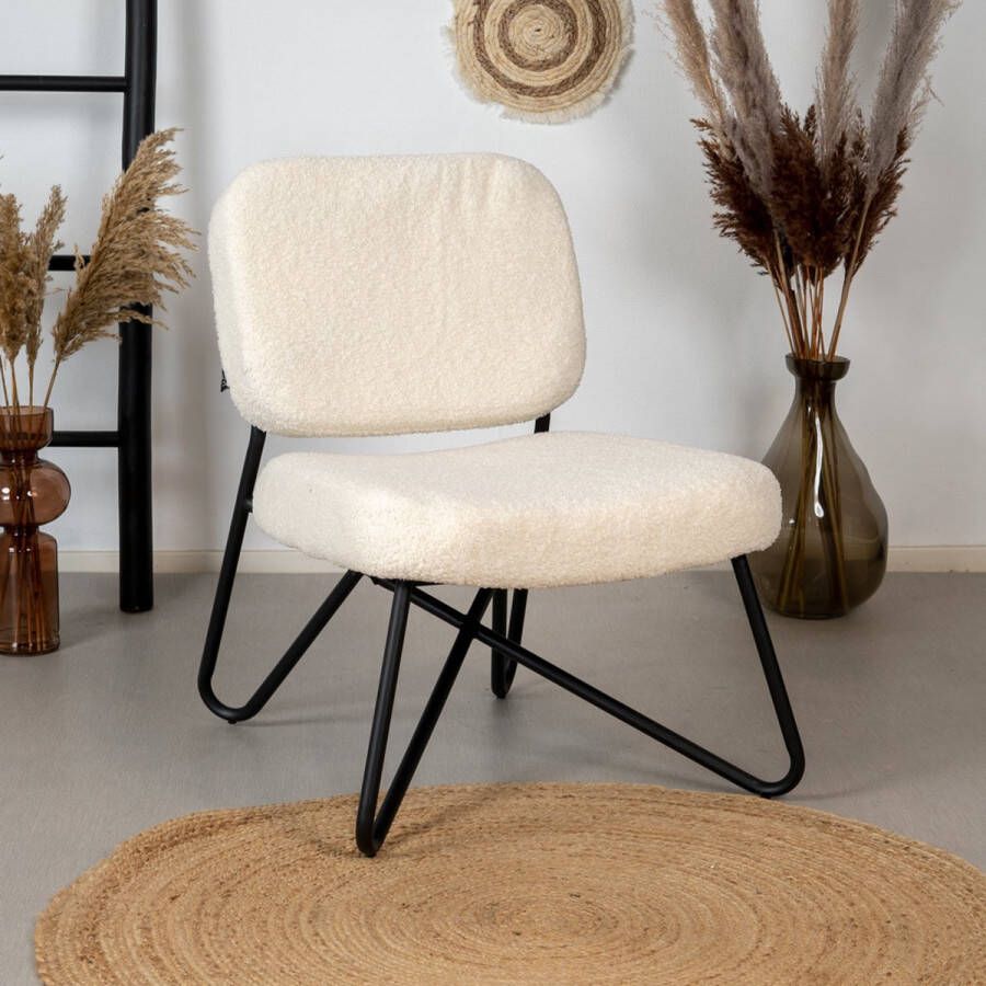 Bronx71 Teddy fauteuil Julia wit Zetel 1 persoons Relaxstoel Kleine fauteuil wit