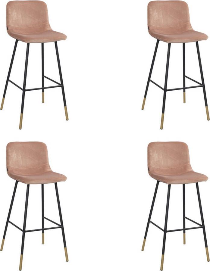 Bronx71 ® Velvet barkruk Mikky roze 68 79 cm Barkrukken set van 4