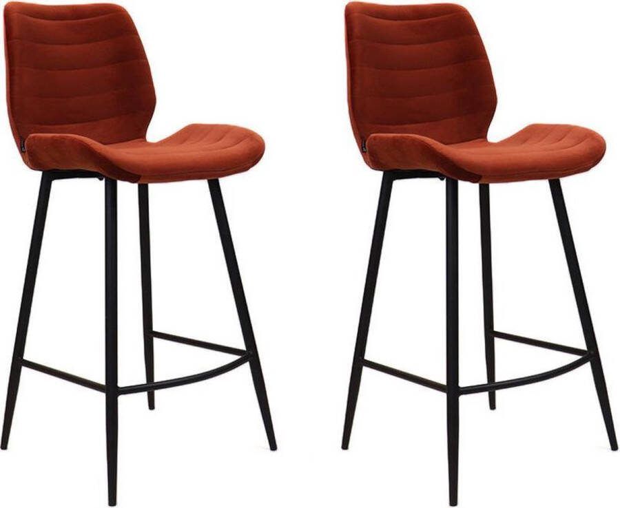Bronx71 Velvet barkruk Toby koper 71 cm Barkrukken set van 2