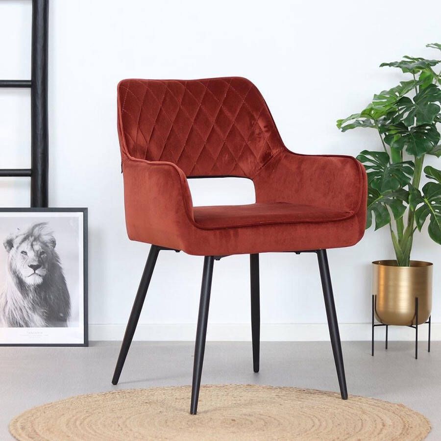 Bronx71 ® Eetkamerstoel velvet Mika koper Eetkamerstoelen met armleuning Stoel koper Velvet eetkamerstoel Eetkamerstoel met armleuning