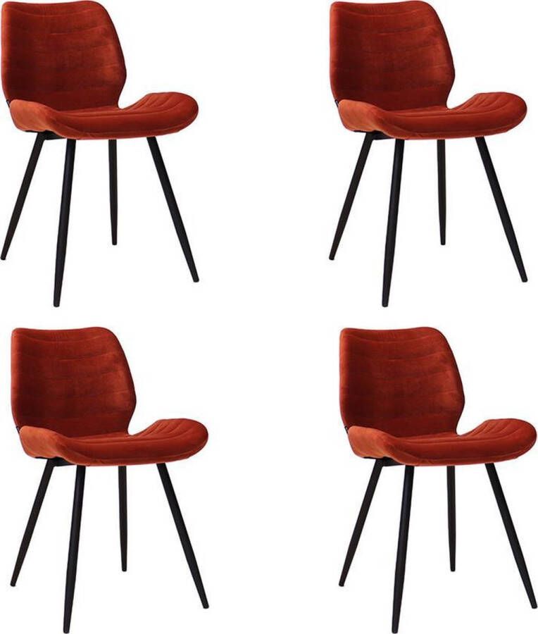 Bronx71 ® Velvet eetkamerstoel Toby koper Eetkamerstoelen set van 4