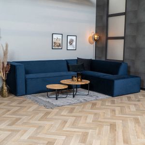 Bronx71 ® Velvet hoekbank Memphis blauw rechts