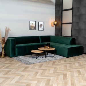 Bronx71 ® Velvet hoekbank Memphis groen rechts