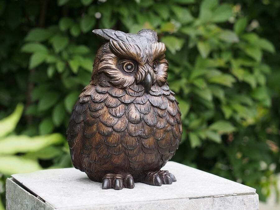 Bronzartes Brons beeld Tuinbeeld Uil 24 cm hoog