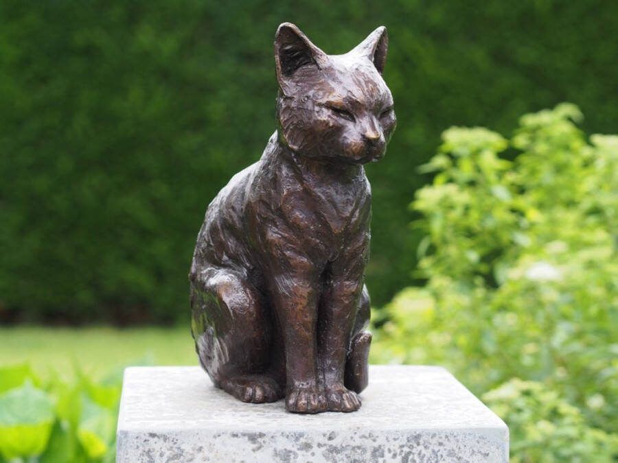 Bronzartes BRONZEN POES KAT TUINBEELD BRONS