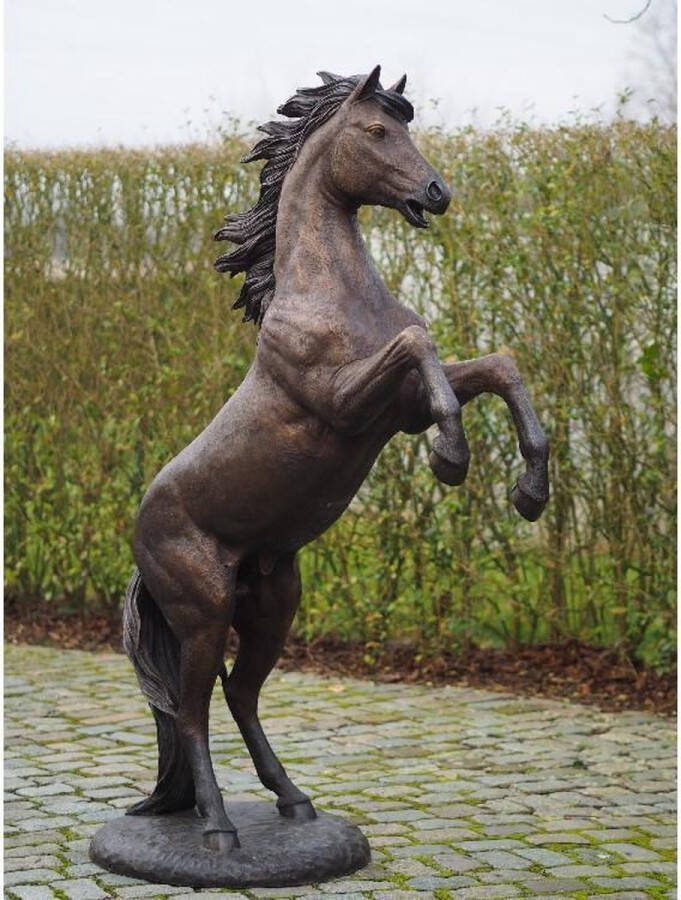 Bronzartes Tuinbeeld bronzen beeld Steigerend paard 183 cm ruw 185 cm hoog