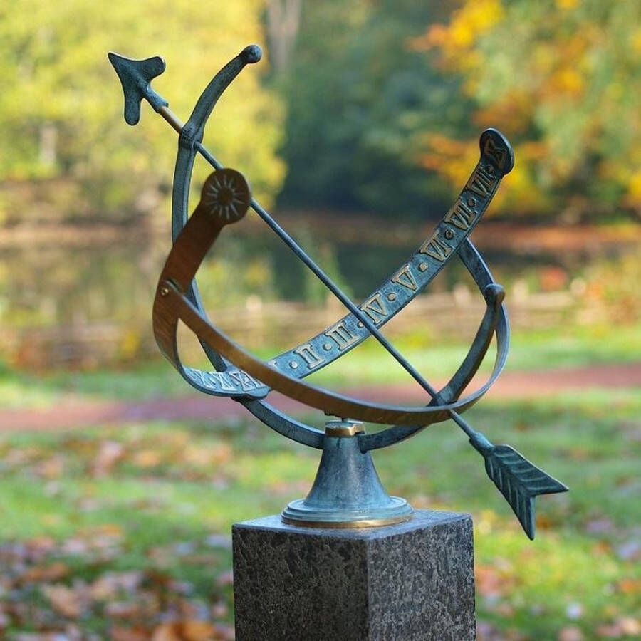 Bronzartes Tuinbeeld bronzen beeld Zonnewijzer 35 cm hoog