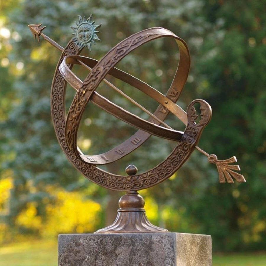 Bronzartes Tuinbeeld bronzen beeld Zonnewijzer 48 cm 48 cm hoog