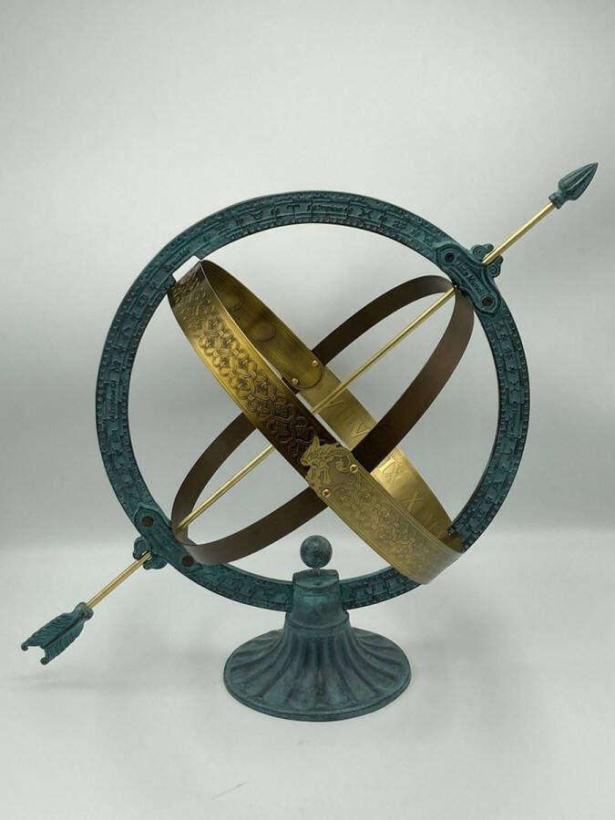 Bronzartes Zonnewijzer bronzen zonnewijzer goud 42 cm hoog