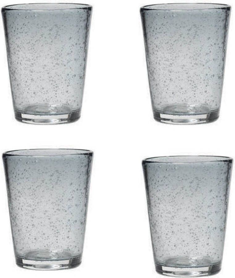 Broste Copenhagen Bubble serie set van 4 water glazen grijs mond geblazen 20 CL