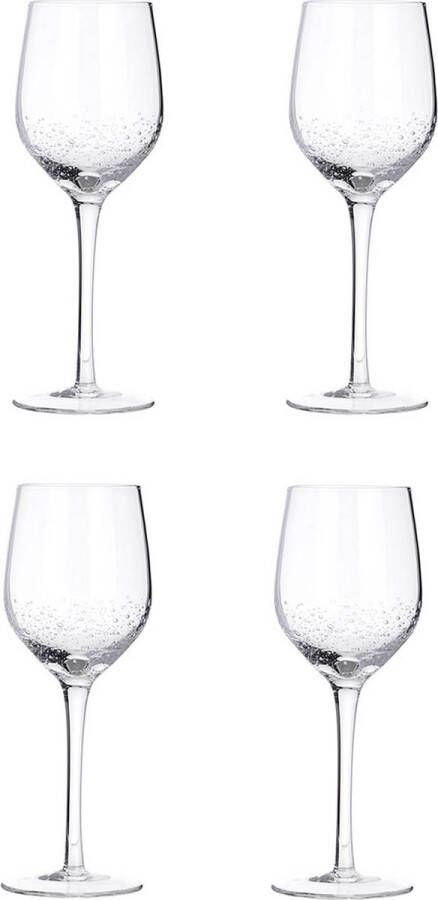Broste Copenhagen Bubble serie set van 4 witte wijn glazen mond geblazen 35 CL