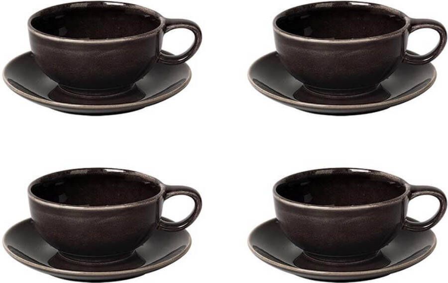 Broste Copenhagen by Cactula Broste Copenhagen Nordic Coal servies kop en schotel klein set van 4 Cup with saucer small