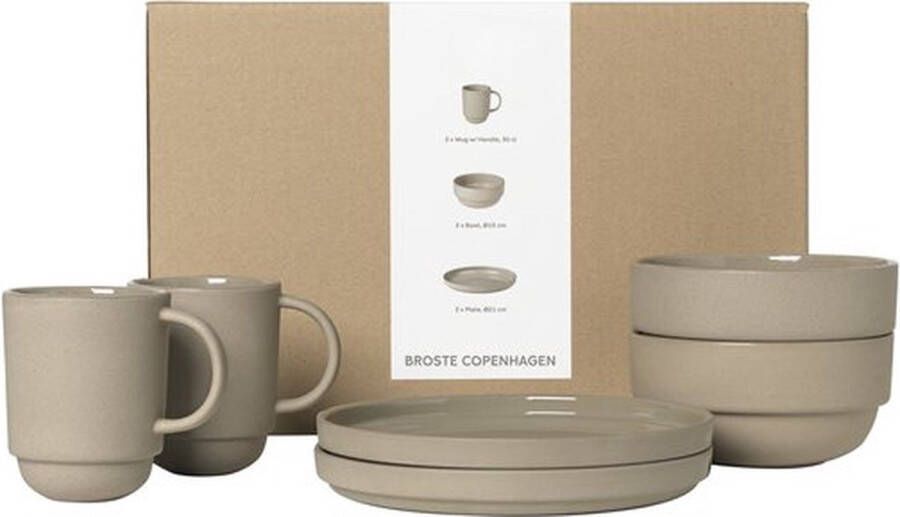Broste Copenhagen Nordic Bistro servies set ontbijt 2 bekers 2 ontbijtborden kommen