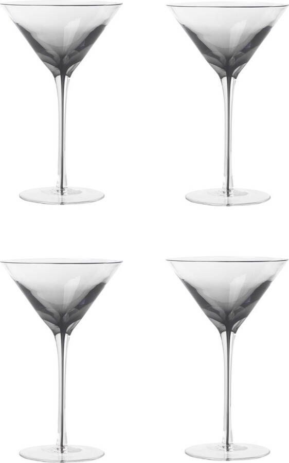 Broste Copenhagen Smoke collectie set van 4 Martini glazen handgeblazen in geschenkverpakking 20 cl