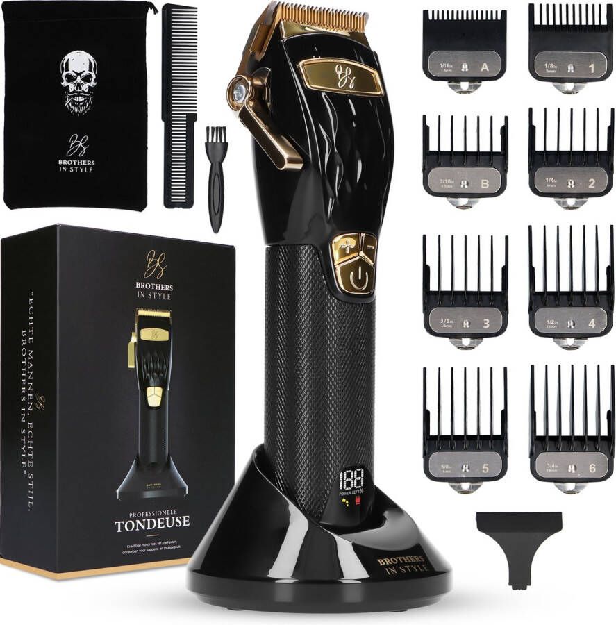 Brothers in Style Professionele Tondeuse – Tondeuse Mannen – Tondeuse Hoofdhaar – Baardtrimmer – Scheerapparaat Mannen – Trimmer – Baardtrimmer Gratis Oplader!