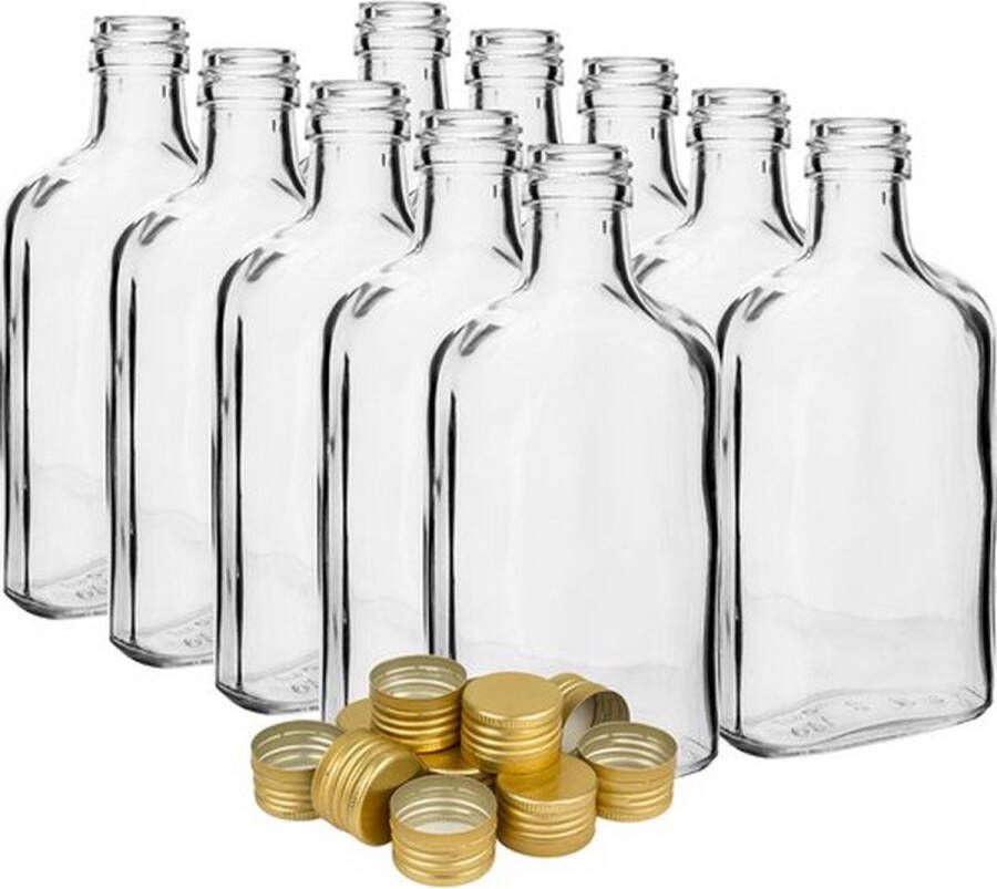Browin 200ml Heupfles glazen fles met schroefdop 10stuks Glazenflesje drupke