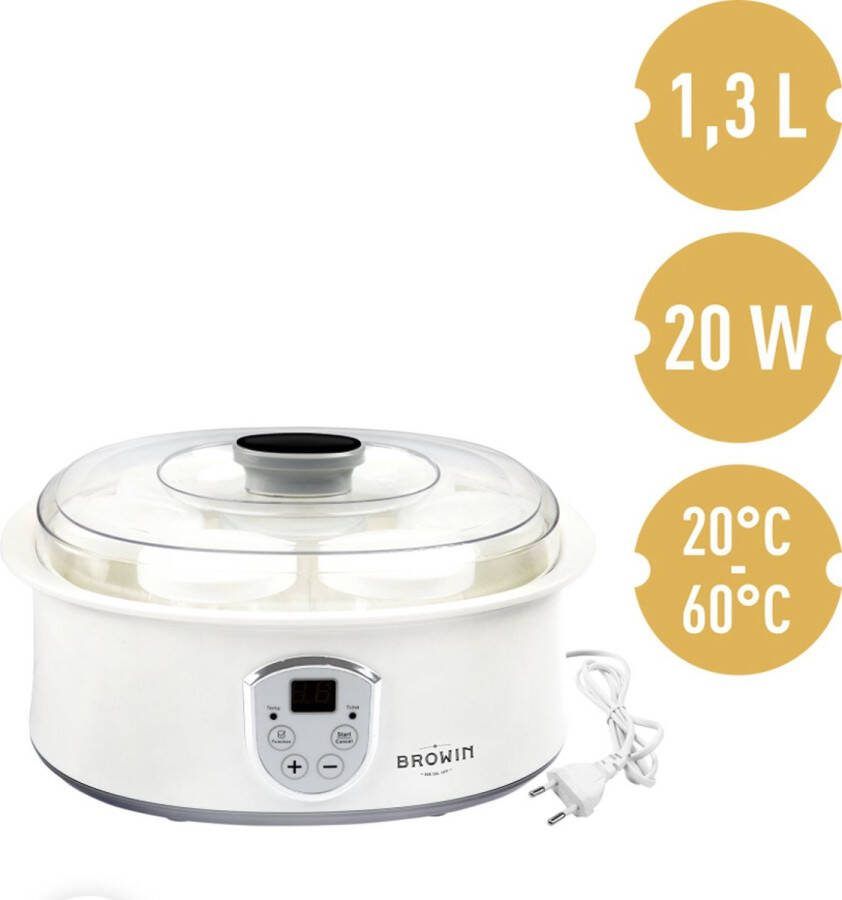 Browin Yoghurtmaker 1.3 liter met 7 potten joghurtmaker yoghurtmaker met thermostaat