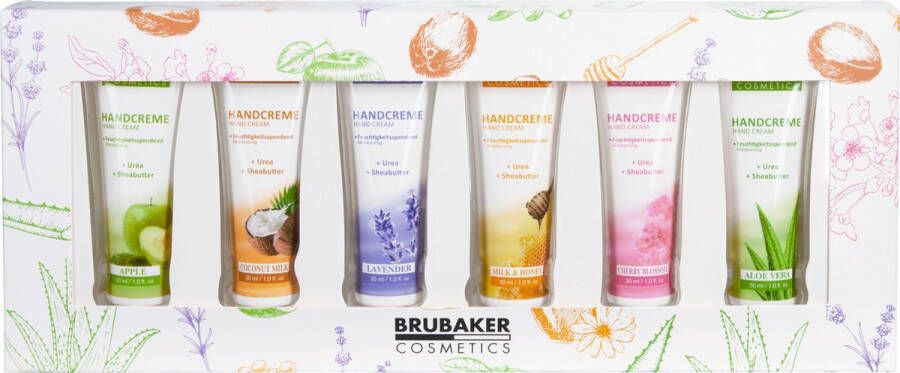 Brubaker Cosmetics Handcrème Gift Set 6-Pack Vochtinbren gen de Handcrème voor Droge Ruwe Gebarsten Handen Vochtinbren gen de Crème Met Ureum en Sheaboter Verzorgen de Crème