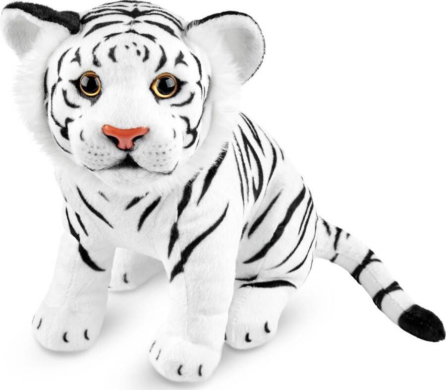 Brubaker Tiger knuffeldier 30 cm knuffeldier zittend babydier roofkat pluche speelgoed voor kinderen wit