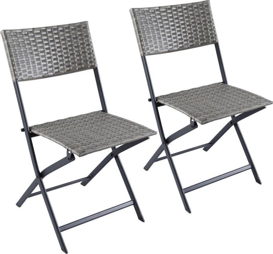 Brubaker Toskana set van 2 tuinstoelen polyrotan klapstoel weerbestendig en robuust balkonstoel inklapbaar campingstoel voor tuin balkon terras campingstoel bruin