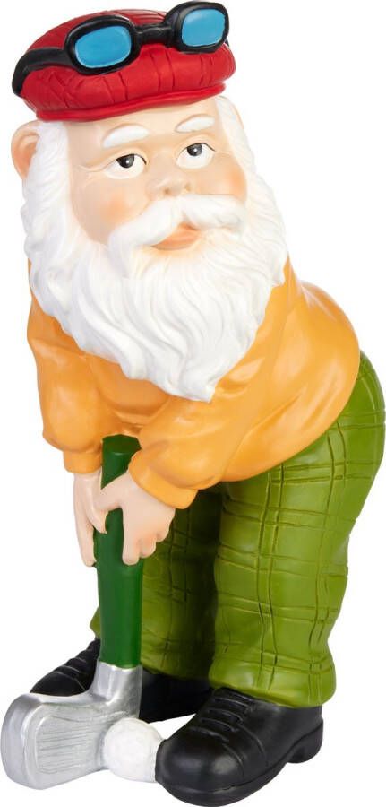 Brubaker Tuinkabouter Golfer met Club Golf Opa met Golf Club en Bril Grappig Tuinbeeldje Weerbestendige Decoratie voor Tuin en Camping Tuindecoratie voor Buiten 23 cm