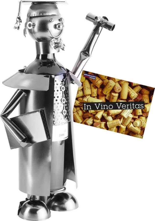 Brubaker wijnfleshouder afsluitcontrole decoratief object metaal flessenhouder met wenskaart voor wensgeschenk