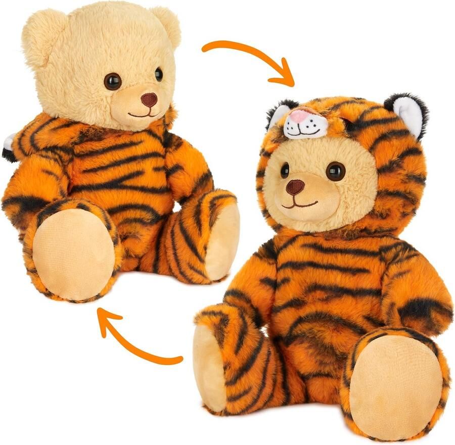 BRUBIES Teddy Tijger 25 cm Teddybeer in Tijgerkostuum met Capuchon- Knuffel voor Gezellige Avonturen Knuffelcadeau voor Kinderen