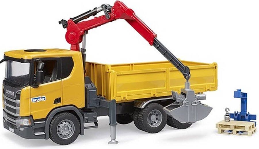 Bruder 03551 vrachtwagen Scania Super 560R bouwvrachtwagen met kraan en 2 pallets