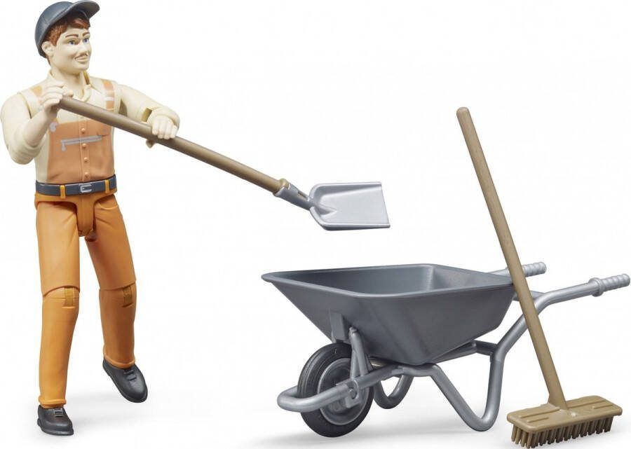Bruder Gemeentewerker Met Accessoires Bruin 4-delig