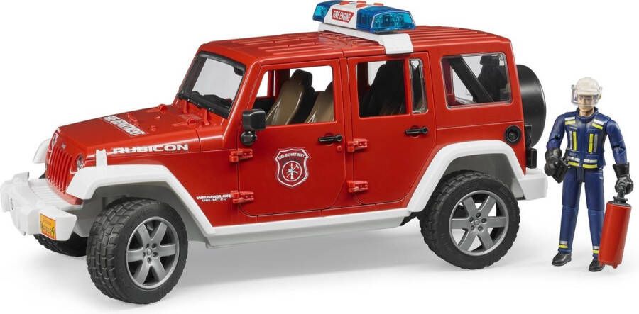 Bruder Jeep Wrangler Unlimited Rubicon brandweer met brandweerman 1:16 Logistiek