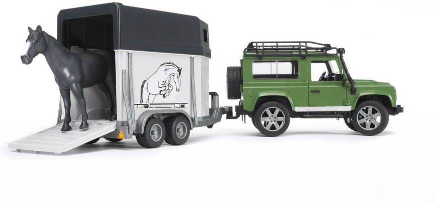 Bruder Landrover Land Rover met Paardentrailler miniatuur auto