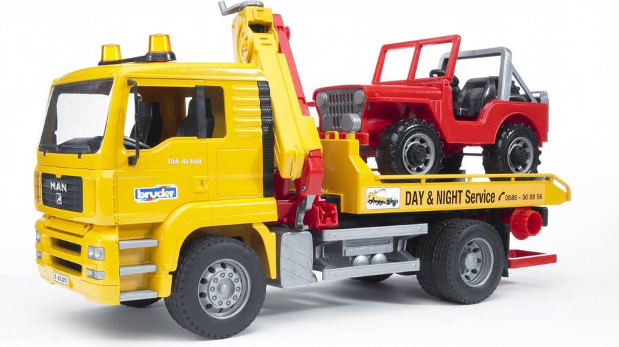 Bruder MAN TGA sleepdienst met Jeep 1:16 Logistiek