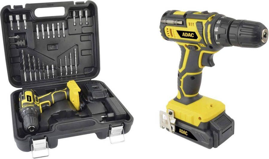 Brüder Mannesmann ADAC Accuboormachine 20 Volt Li-on accu met 25 delige accessoireset- snellader- geïntegreerde werklamp