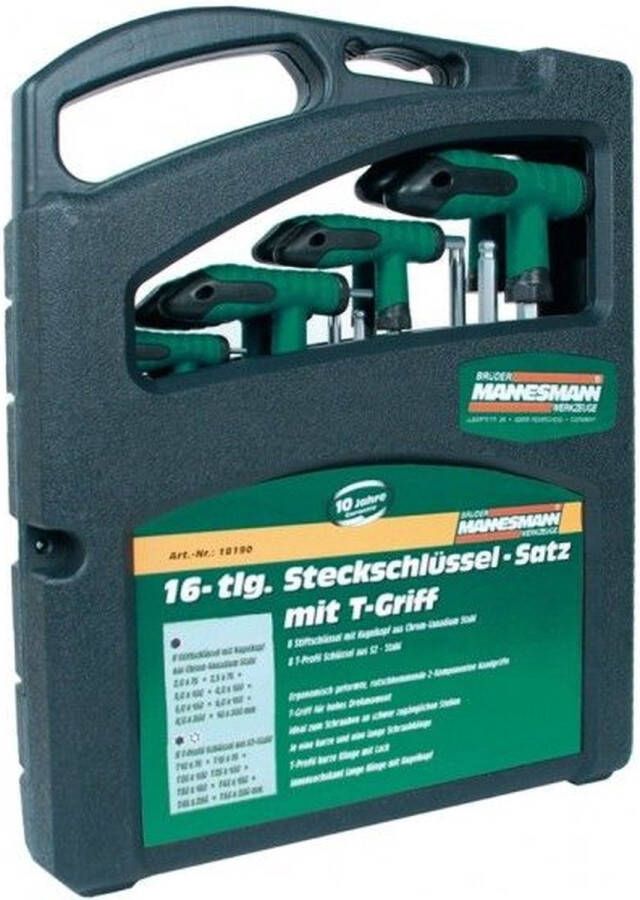 Brüder Mannesmann Bruder Mannesmann Inbussleutelset met T-greep (16-dlg)