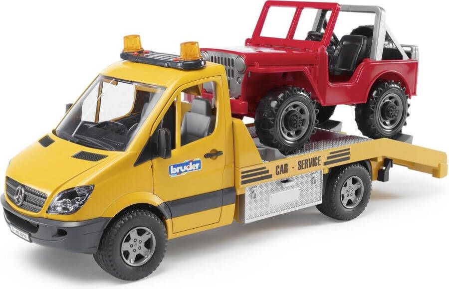 Bruder MB Sprinter sleepdienst incl licht en geluid module en Jeep 1:16 Logistiek