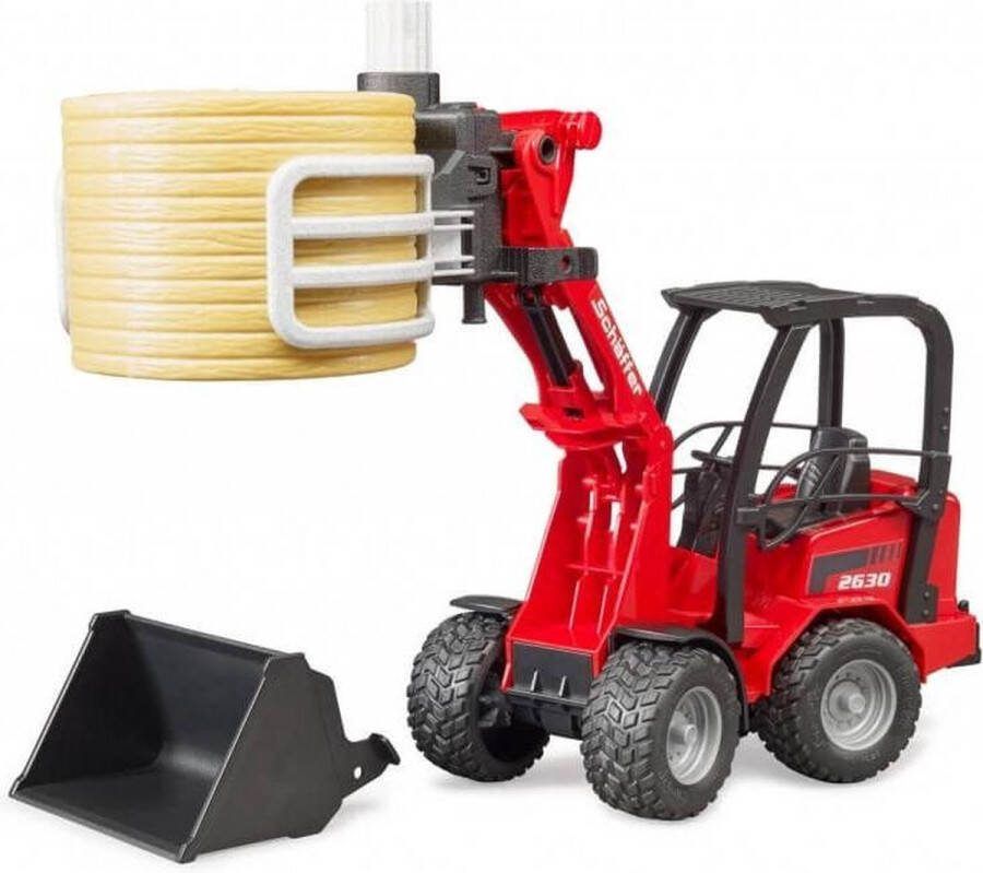 Bruder Schaeffer compacte lader 2630 met balengrijper