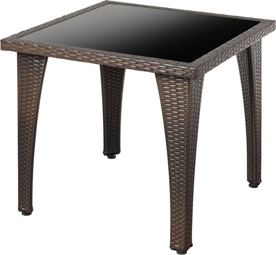 Brulo Tuintafel balkontafel tafel -poly rattan glas 80x80x72 cm 15 kg